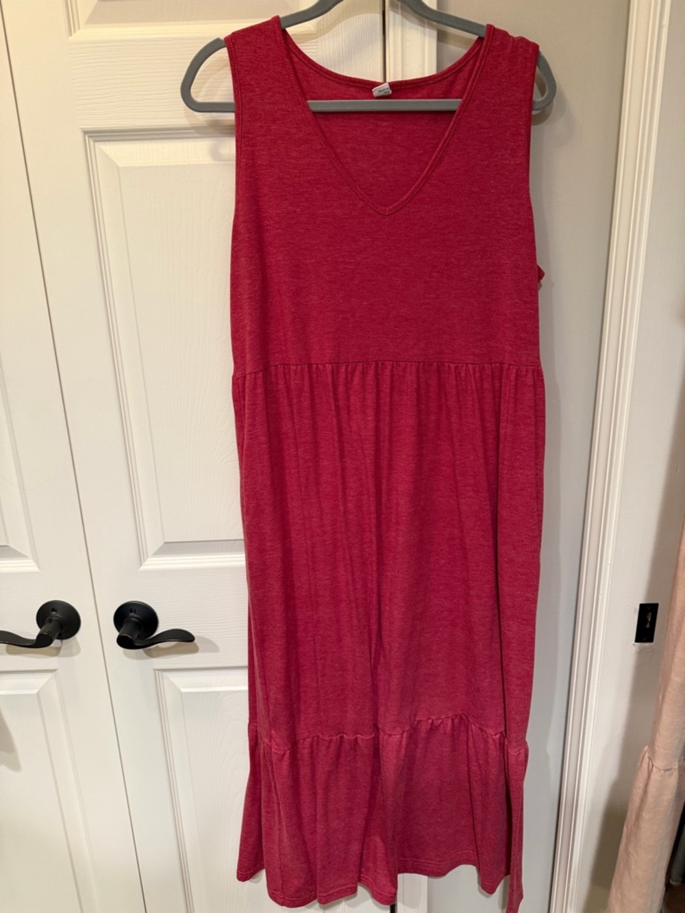 Sleeveless V-Neck Maxi Dress in Deep Raspberry